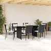 vidaXL 7 Piece Patio Dining Set with Cushions Black Poly Rattan - Black - 2 of 4