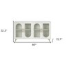 HomeRoots 60" White Ribbed Texture Wood And Glass Sideboard with Four Doors - 3 of 4