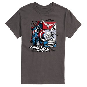 Men's - Marvel - Captain America Ink Grid Short Sleeve Graphic T-Shirt - 1 of 4