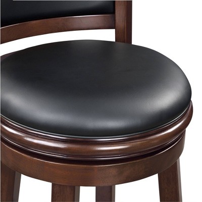 Cappuccino Wood and Leather Extra Tall Swivel Bar Stool