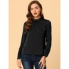 Allegra K Women's Satin Puff Sleeve Stand Collar Work Top - 2 of 4