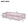 Gulches Twin Size Wood Floor Platform Bed with Fence, Revolving Door, Pink - 4 of 4