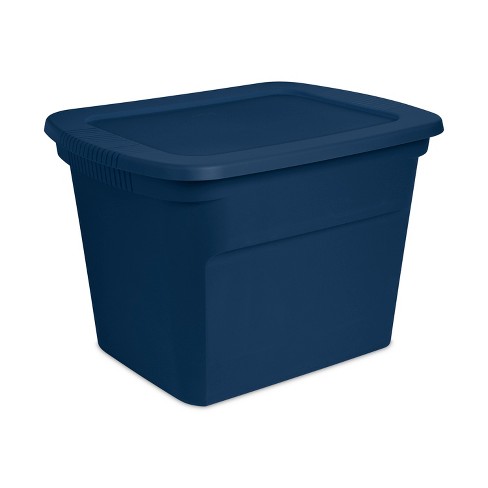 Sterilite 18 Gal Storage Tote, Stackable Bin With Lid, Plastic Container To  Organize Clothes In Closet, Basement, Blue Base And Lid, 32-pack : Target