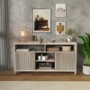 Fluted TV Stand for 65 Inch TV, Mid Century Modern Entertainment Enter with Storage, Slim Tall Wood Media Console Table - 3 of 4