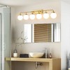 POWLIG 45.28-in 6-Light Gold Bathroom Light Fixtures Over Mirror Vanity Lighting with Milk White Glass Globe Shades - 3 of 4