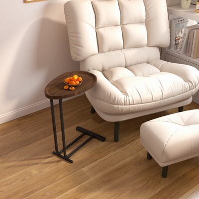 GlasFlength End Tables, Modern Accent End Table Coffee Table with Metal Leg for Living Room, Bedroom and Office, Brown, 17.72"*11.81"*23.62"