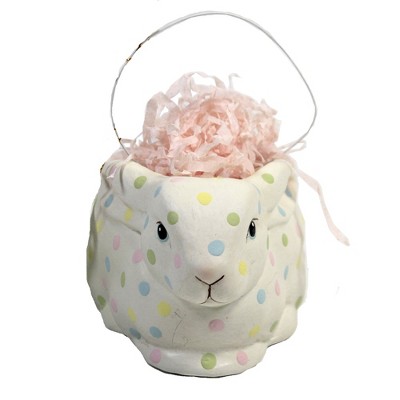 Easter 2.5" Polka Dot Bunny Bucket Vintage Basket Retro  -  Decorative Figurines