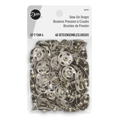 Dritz Sew-On Snaps, 36 Sets, Assorted Sizes, Nickel