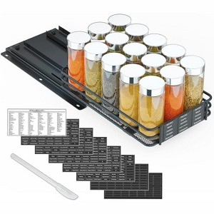 Pull Out Spice Rack Organizer(no jars included) for Cabinet,with Labels,6.5" W x10.75 D x2.5 H, 1 Drawer 1-Tier - 1 of 4