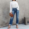 KOJOOIN Women's Straight Leg Jeans Relaxed Fit Washed Denim Wide Leg Trousers Classic Blue Pants Blue M - 4 of 4