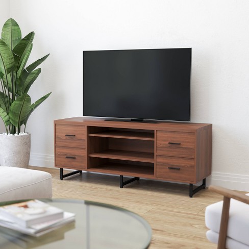 Three Shelf And Four Drawer Tv Stand
