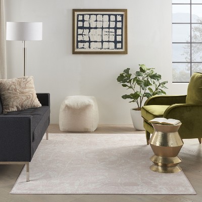 Pink Floral Synthetic Kids' Rectangular 5' x 7' Rug