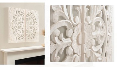 Saanvi White Hand-Carved Mango Wood Wall Cabinet