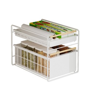 Carbon Steel Kitchen Cabinet Pull-Out Basket Under Sink Rack Multi-Function Bowl And Dish Seasoning Storage Rack Pull-Out Layered Shelf - 1 of 4