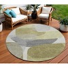 HomeRoots 8' Fern Green And Gray Round Abstract Washable Indoor Outdoor Area Rug - 2 of 4