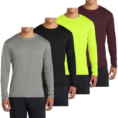 Mafoose Men’s Casual UPF 50 Long Sleeve Performance T-Shirt Pack of 4