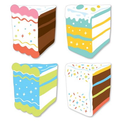 Big Dot of Happiness Cake Time - DIY Shaped Happy Birthday Party Cut-Outs - 24 Count