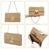 Woven Straw  Purse for Women, 2-Piece Set with Detachable Chain Strap for Parties, Wedding, Beach Vacation, Dressy Handbag for Cocktail, Dinner - 4 of 4