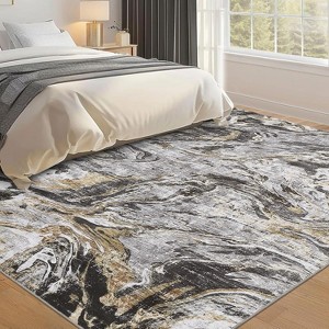 Machine Washable Runner Rug – Non-Slip Low Pile Foldable Soft Modern Abstract Carpet for Entryway Bathroom Laundry Room. - 1 of 4