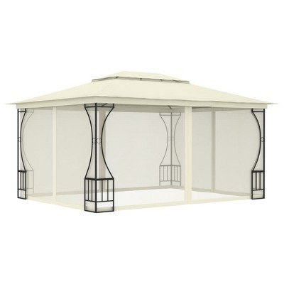vidaXL Cream Gazebo with Nets - Outdoor Party Tent with UV-resistant Fabric, Steel Frame, Perfect for Weddings, BBQ parties, Camping, and More