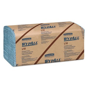 WypAll L10 Windshield Wipers, Banded, 2-Ply, 9.38 x 10.25, Light Blue, 140 / Pack, 16 Packs / Carton - 1 of 4