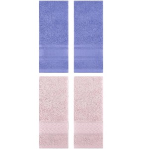 REGALWOVEN 4 Pcs Bathroom Decorative Cotton Soft Absorbent Sold Striped Hand Towel - 1 of 4