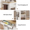 Rolling Kitchen Island with Drawer, Solid Wood Cart, Storage Cabinet, 3-Tier Spice Rack, Mobile Trolley on Wheels - 4 of 4