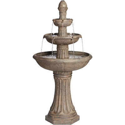 John Timberland Farron 46" High Gray 3-Tier LED Lighted Outdoor Fountain