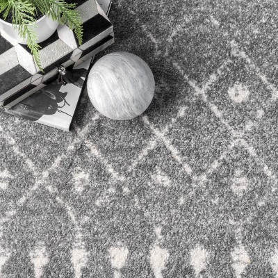 Handmade Dark Grey Geometric 6' Square Synthetic Area Rug