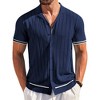 COOFANDY Men's Short Sleeve Knit Casual Button Down Shirt Vintage Striped Knitted Golf Beach Tops - 2 of 4