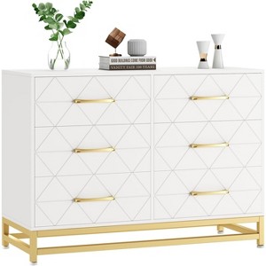 Simply Modern 6-Drawer Dresser for Bedroom, TV Stand Wood Chest of Drawers with Wide Storage & Metal Handles, Modern Bedroom Furniture - 1 of 1