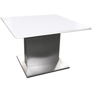 HomeRoots 22" White And Silver Marble And Metal Square Pedestal End Table - 1 of 4