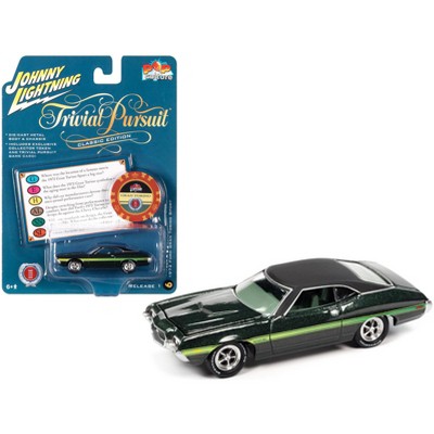 1972 Ford Gran Torino Sport Green Met. w/Matt Black Top & Green Stripes w/Poker Chip 1/64 Diecast Model Car by Johnny Lightning