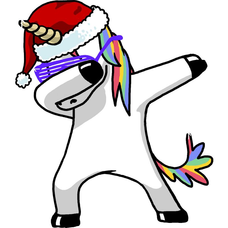 Junior's Design By Humans Dabbing Unicorn Shirt Hip Hop Dab Santa Hat Christmas Shirt V By vomaria T-Shirt, 2 of 4