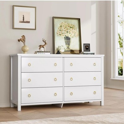 Acekool Drawer Dresser for Bedroom, Modern Wooden Chest with Wide Storage Drawers – White