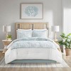 Sapphtopaz 4 Piece Comforter Set Ocean Style Cotton Fresh Simple Seafoam Seashell Embroidered Details Cotton Oversized Quilt Set, White - 2 of 4