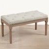 31 Inch Rectangle Ottoman Bench, Wooden Entryway Bench, Button Tufted Entryway Bench for Entryway Bedroom Living Room Beige - 3 of 4