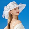 Anna-Kaci Women's Wide Brim Organza Dress Hat with Sheer Ribbon Floral Design for Formal Events and Sun Protection - 3 of 4