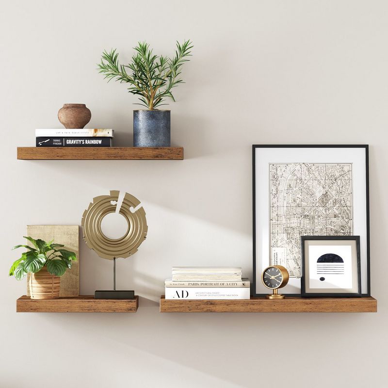 VASAGLE Set of 2 Vintage Floating Wall Shelves - 23.6 InchPerfect for Photos and Decorations, 5 of 8
