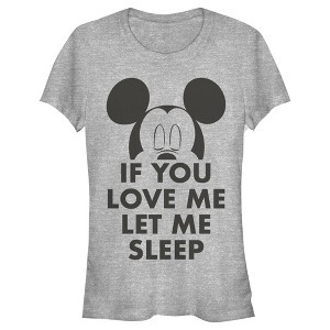 Juniors Womens Mickey & Friends If You Love Me Let Me Sleep T-Shirt - 1 of 4