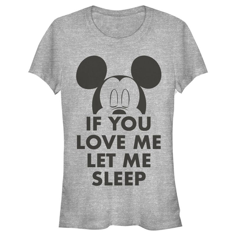Juniors Womens Mickey & Friends If You Love Me Let Me Sleep T-Shirt, 1 of 5
