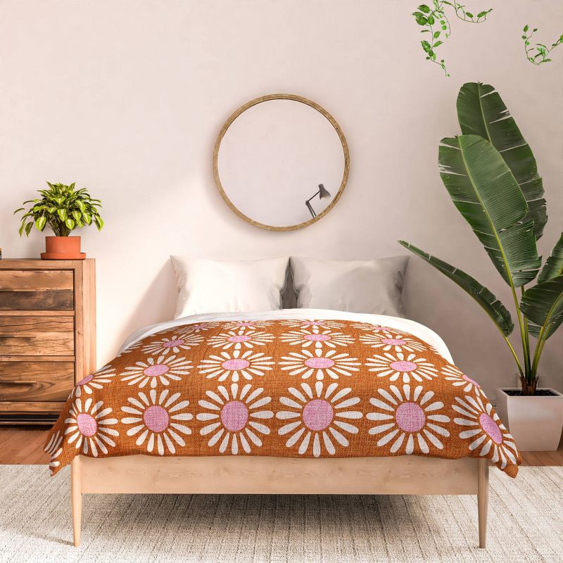  Retro Jumbo Daisy Schatzi Brown Comforter Set Orange/White - Deny Designs, 4 of 6