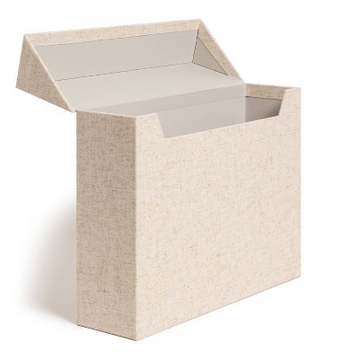 U Brands Flip Top File Box Linen Wrapped Beige_2