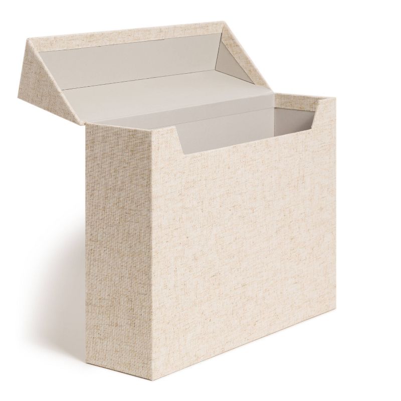 U Brands Flip Top File Box Linen Wrapped Beige, 3 of 7
