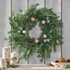 INFURNIC Artificial Trees Pine Needle Wreath with Silver Ornaments for Stylish Holiday Decor, Green, 26"*5"*26" - 4 of 4