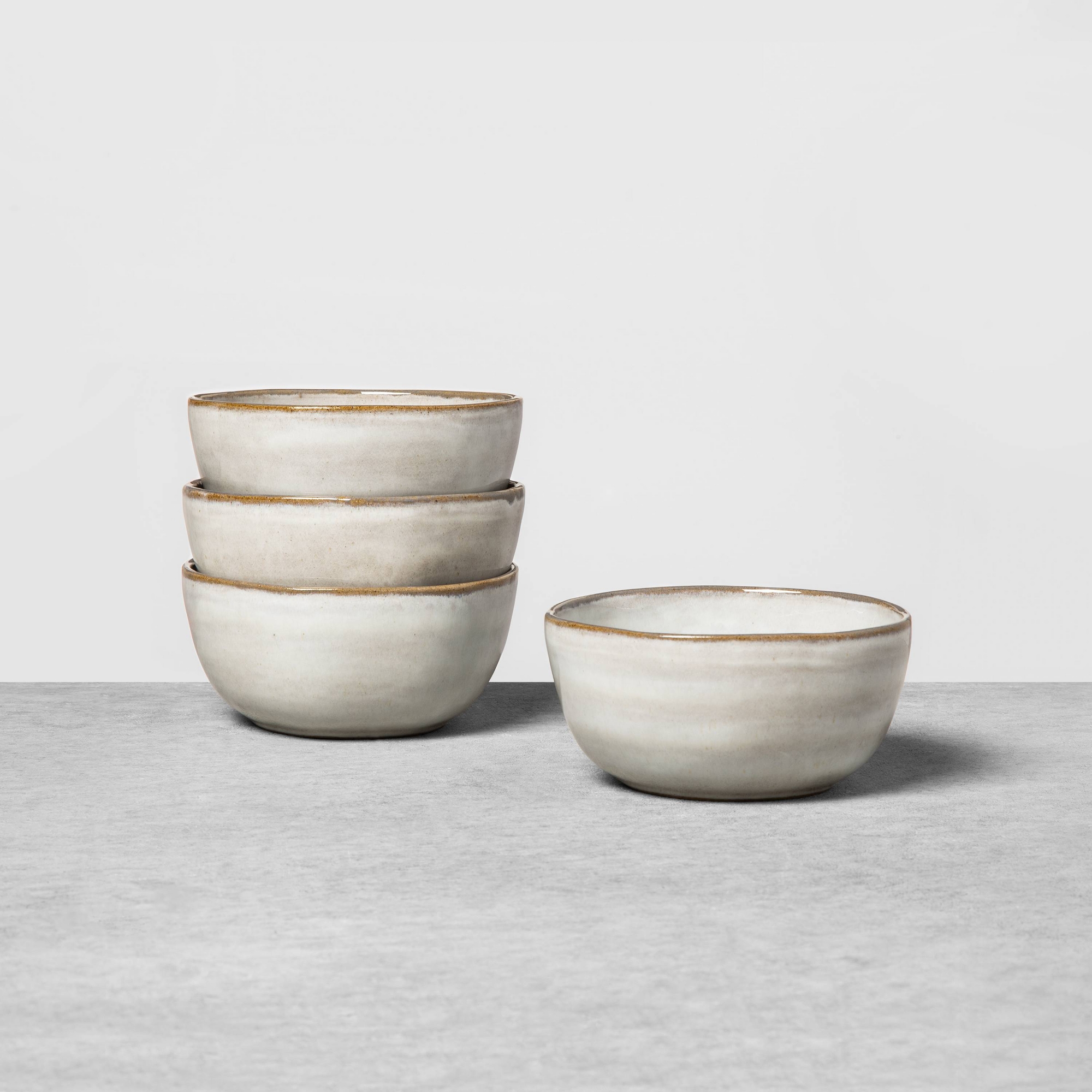 4pk 10oz Stoneware Reactive Glaze Mini Bowl Set Gray - Hearth & Hand™ with Magnolia: Farmhouse Style, Microwave & Dishwasher Safe