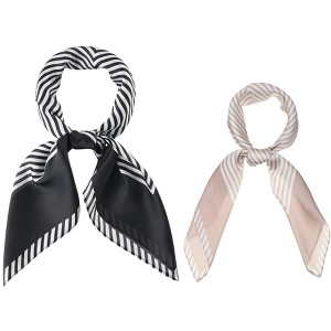 Allegra K Women's Silk Striped Lightweight Fashion Square Scarves - 1 of 4
