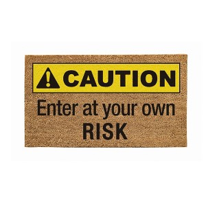28" x 16" Nature Coir Mat, Caution - 1 of 4