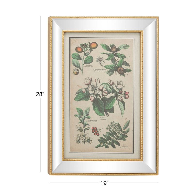 19.5&#34; x 28.5&#34; Large Vintage Style Plant Illustrations Textile in Mirror and Rectangular Frame Gold - Olivia &#38; May, 3 of 4