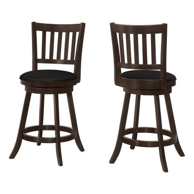 2pk 39" Upholstered Counter Height Slat Back Swivel Barstools - EveryRoom